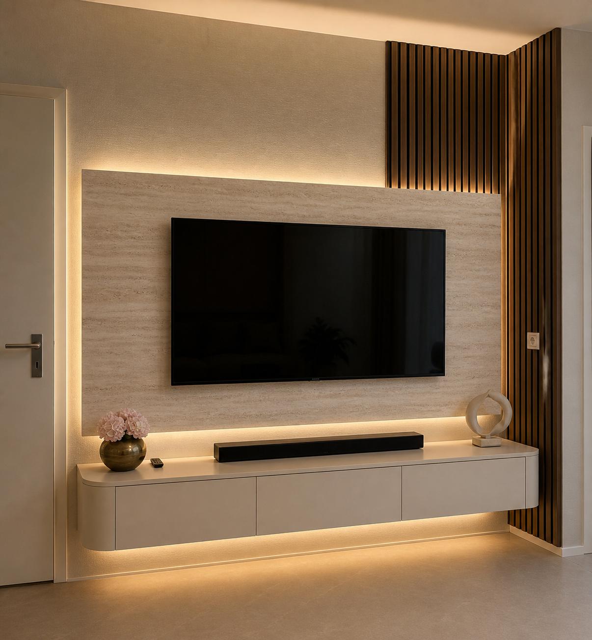 TV-Decorplaat Travertine L200cm x H122cm x D 5 mm