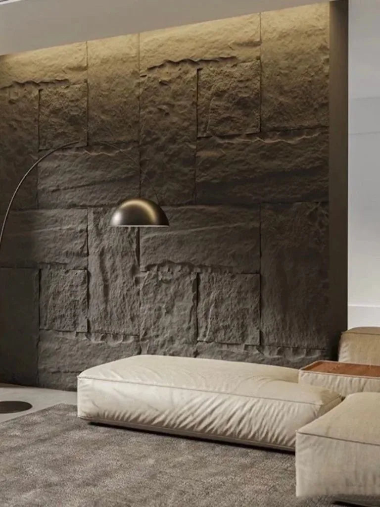 STEEN WANDPANEEL DONKER GRIJS 120 CM X 60 CM