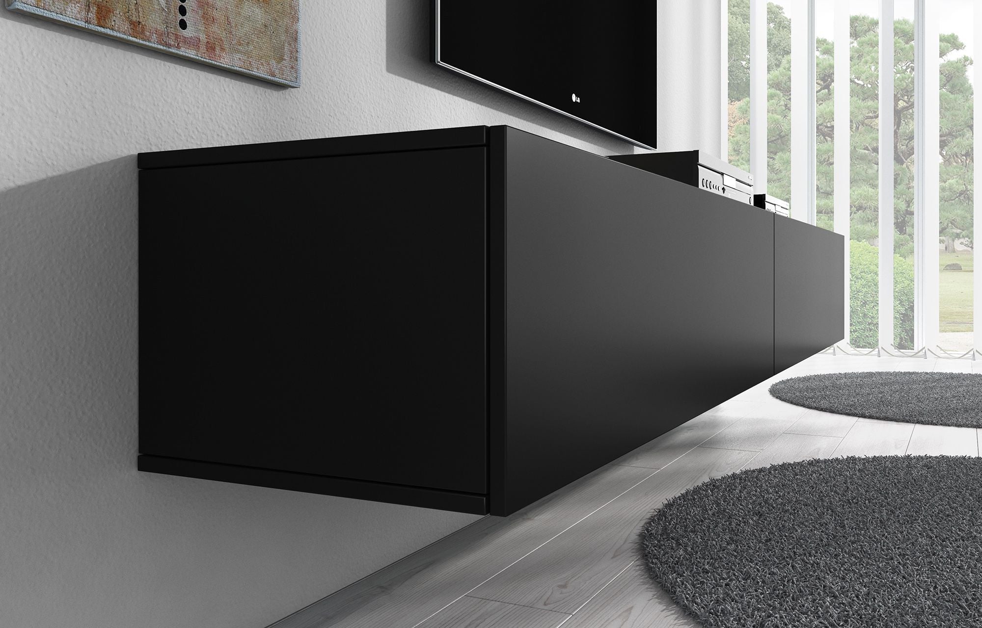 TV-Meubel JACKO - Mat Zwart - 200 cm