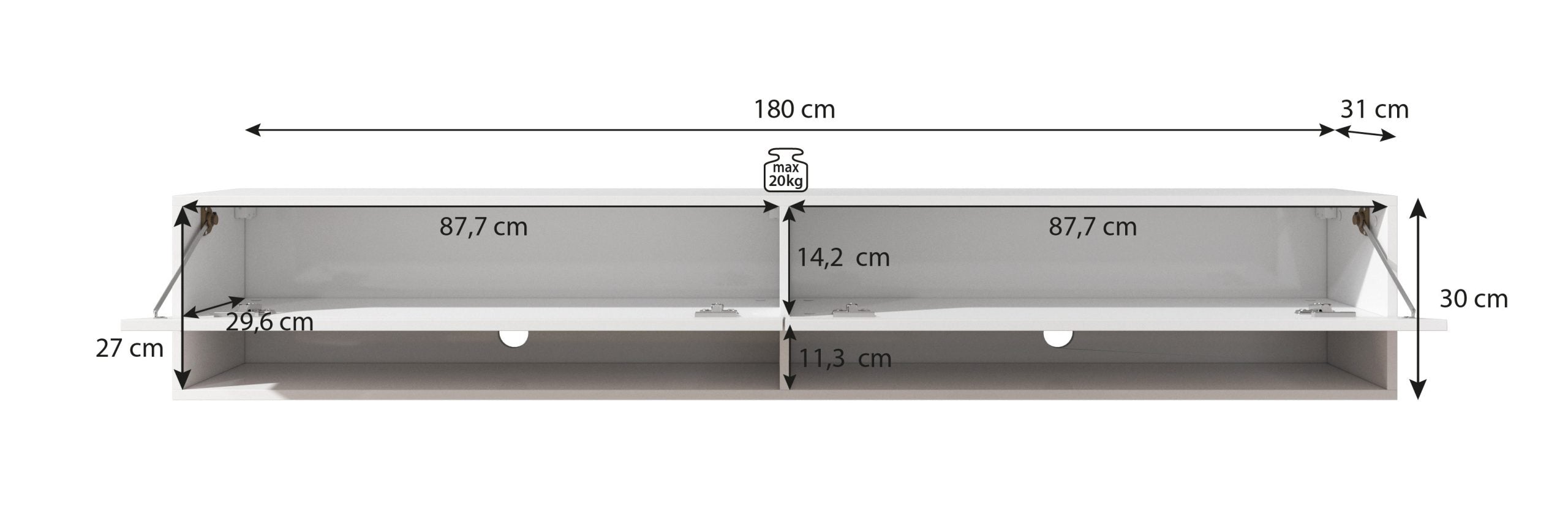 TV-Meubel VINCO- Mat Zwart - 180 cm