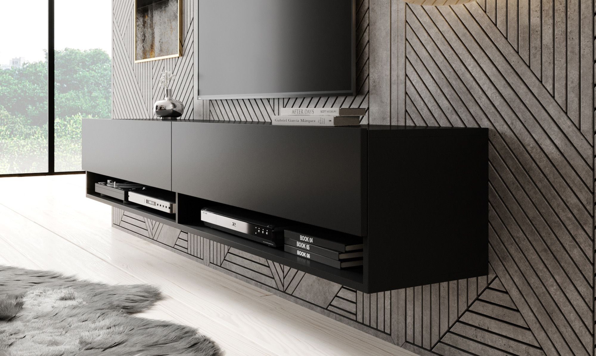 TV-Meubel VINCO- Mat Zwart - 180 cm