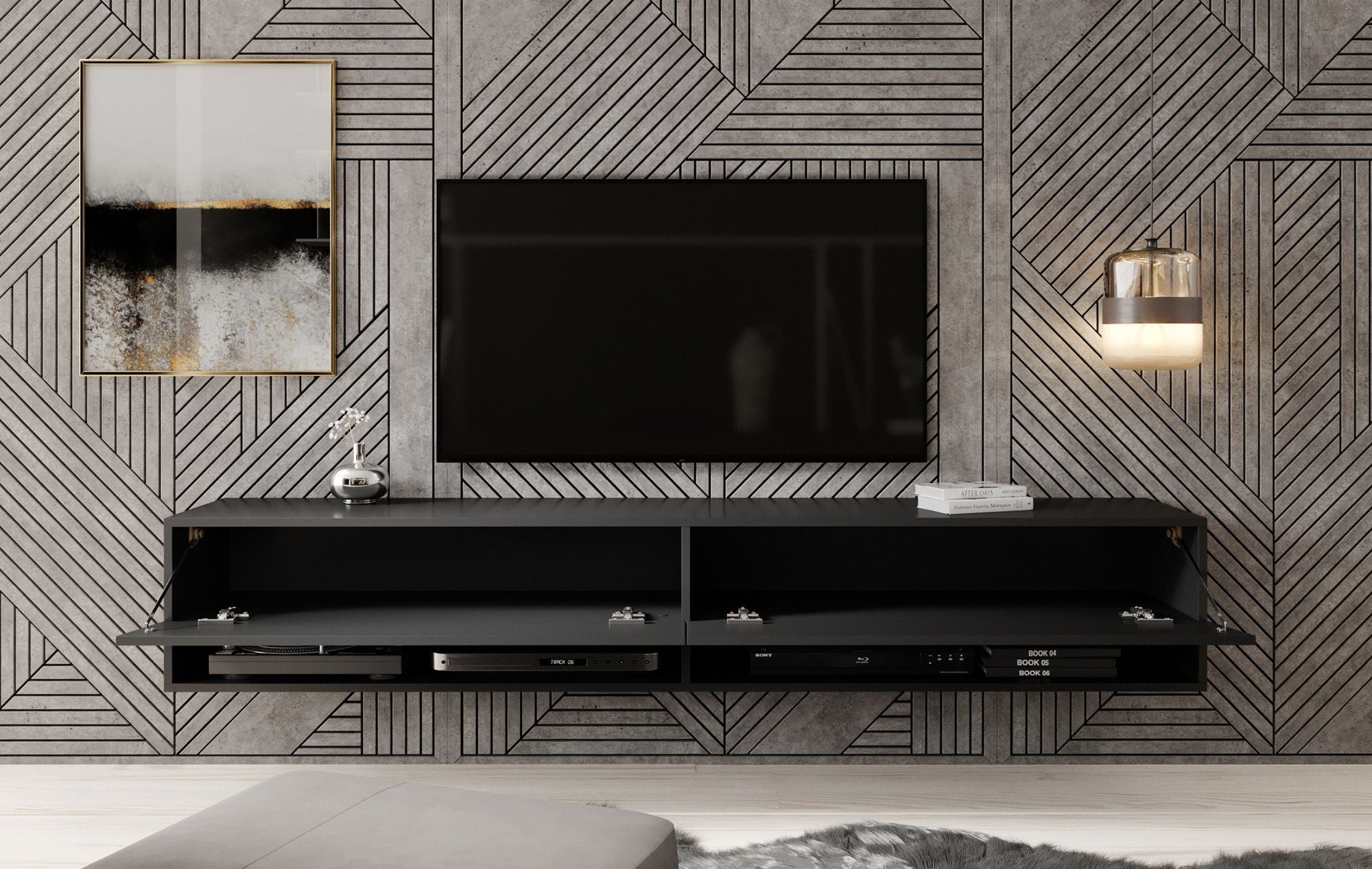 TV-Meubel VINCO- Mat Zwart - 180 cm