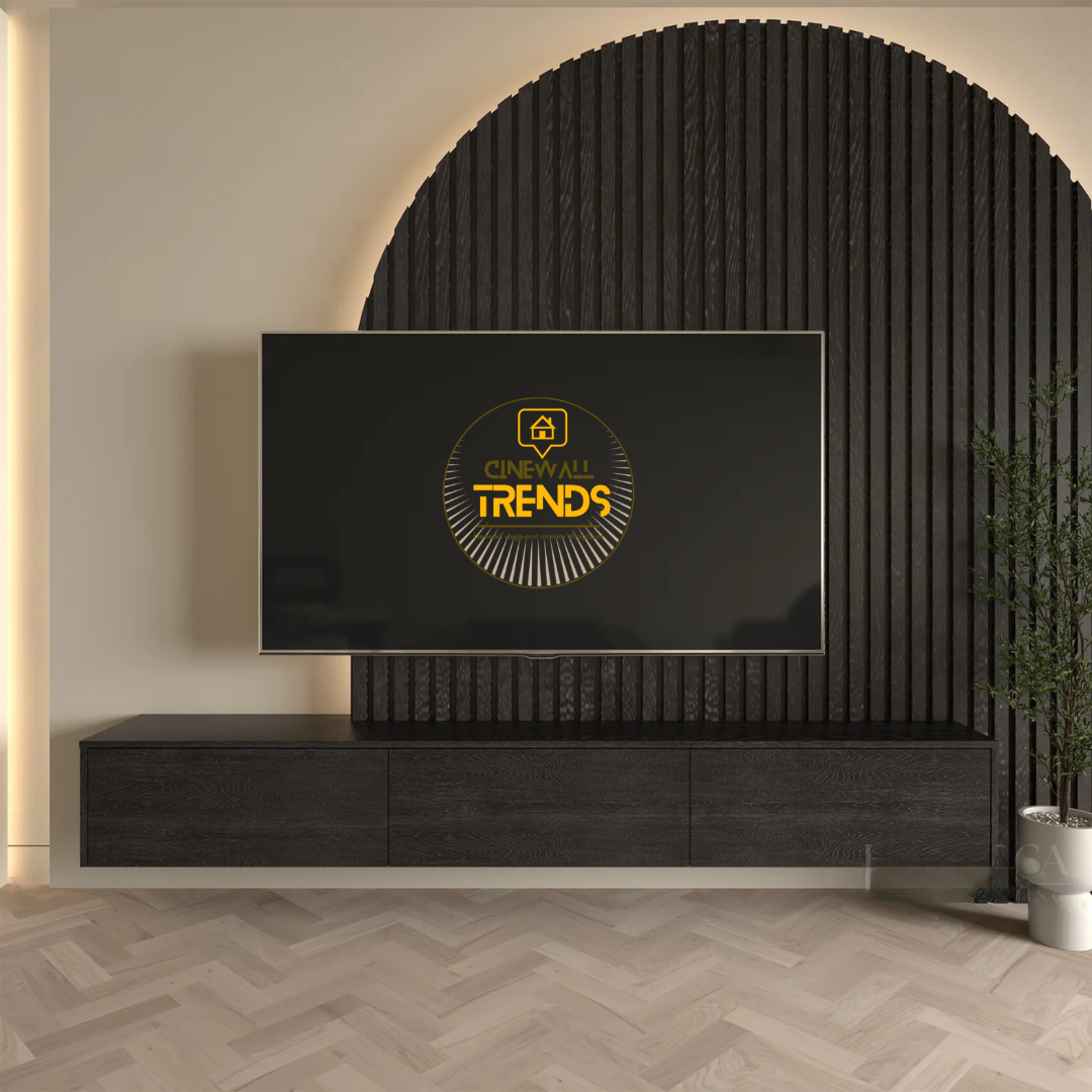 Zwevend tv-meubel zwart eiken