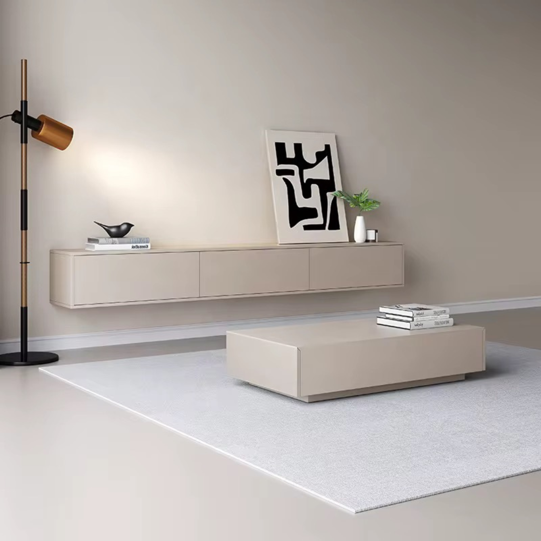 Japandi TV meubel zwevend matte beige
