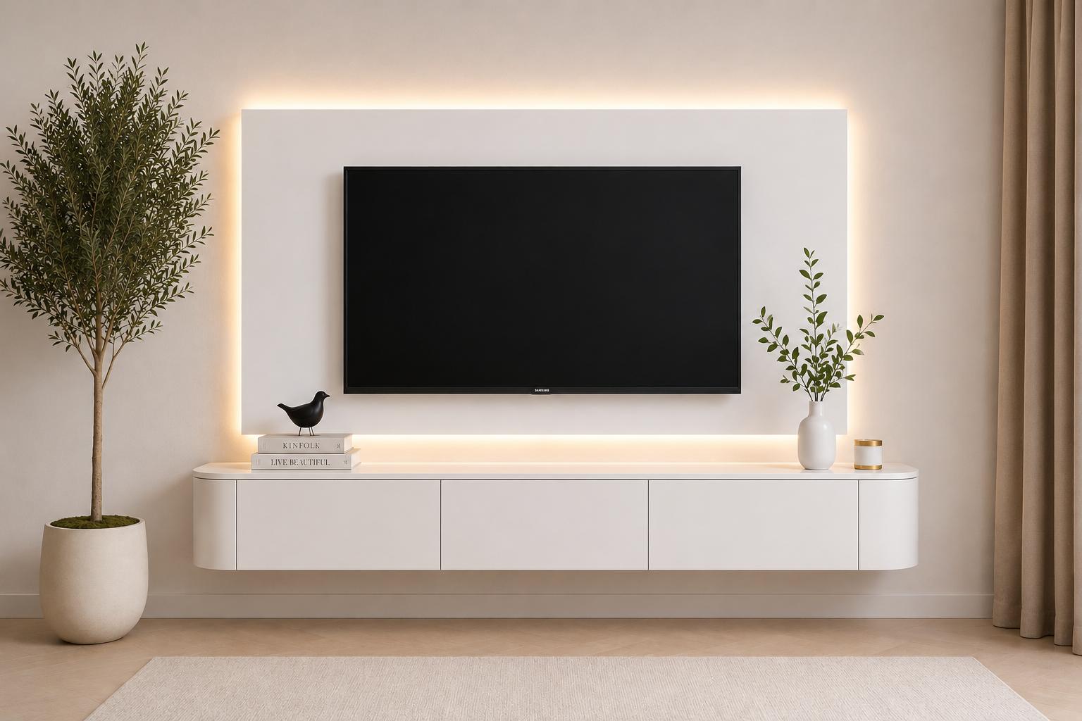 Tv-decorplaat mat wit 200cm x 122cm