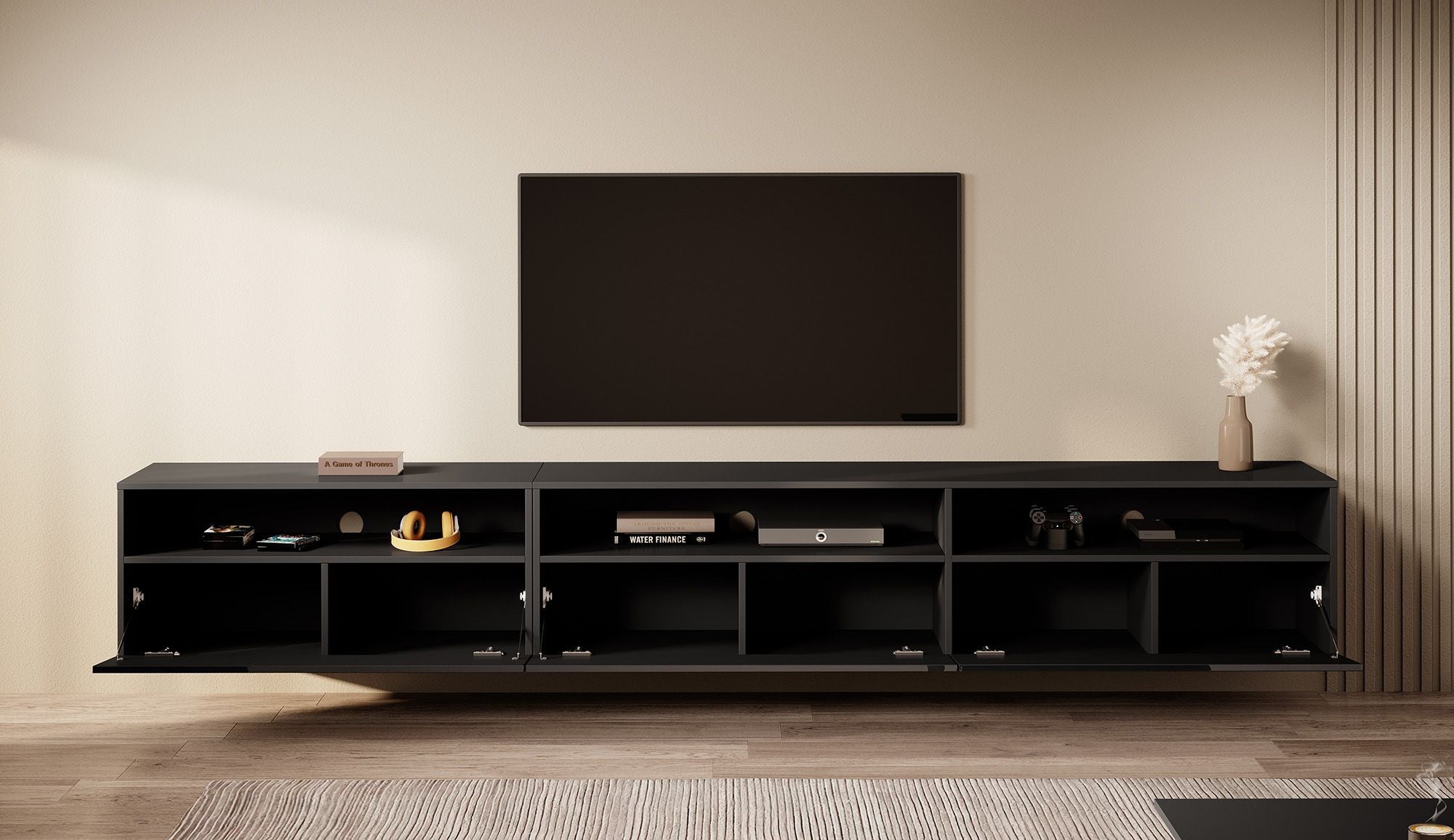 TV-Meubel FRESCO - Zwart - 270 cm