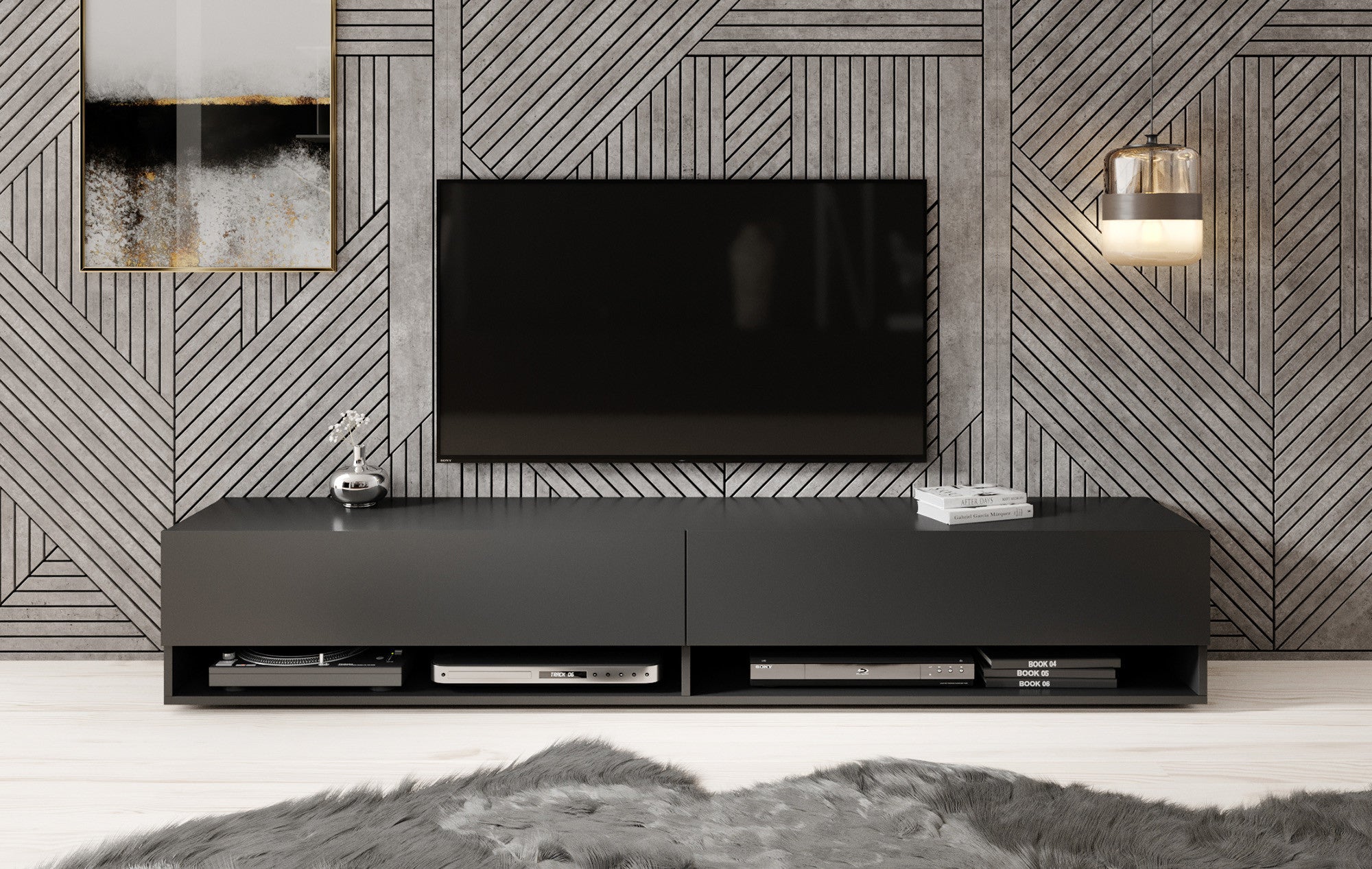 TV-Meubel VINCO- Mat Zwart - 180 cm