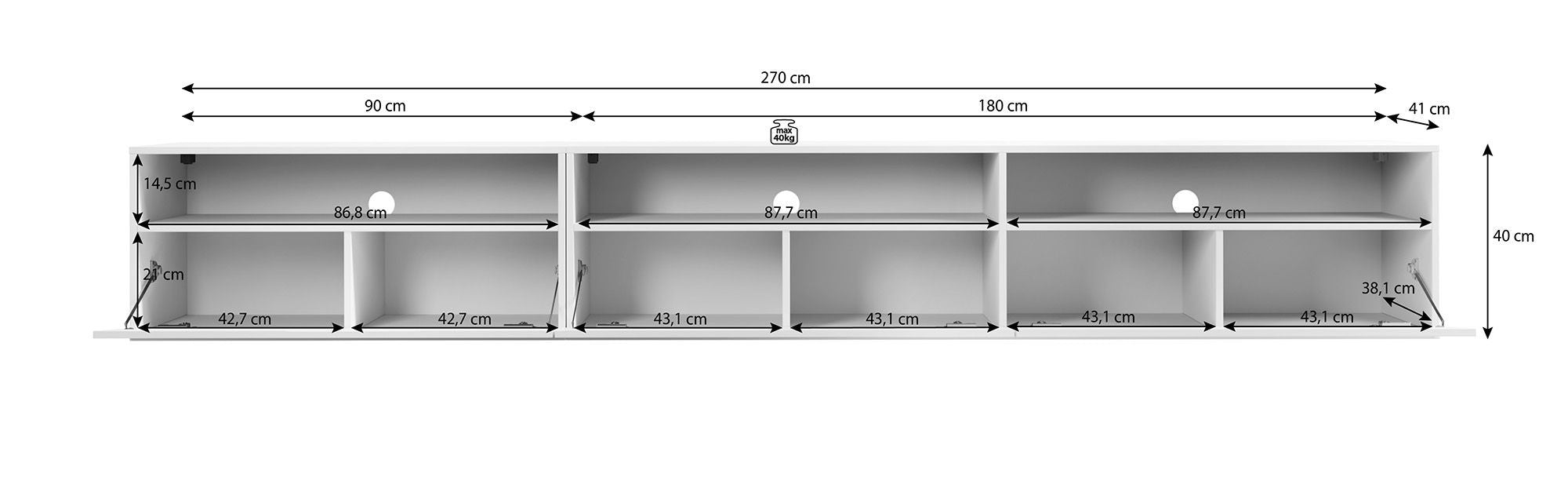 TV-Meubel SAXO - Eiken - 270 cm